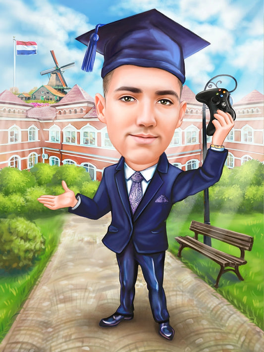 IT school graduation caricature