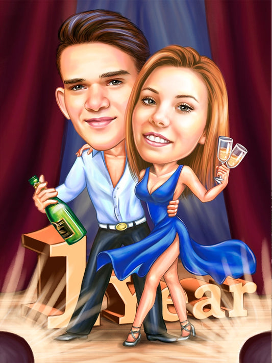 Newly in love caricature