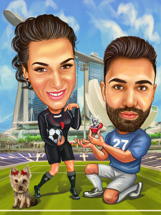 Fans marriage proposal caricature
