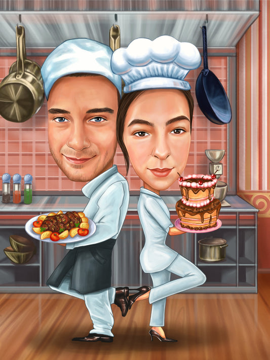 Chefs competition caricature